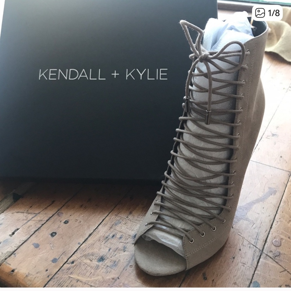 Kendall & Kylie Beige Suede Lace-Up Heels